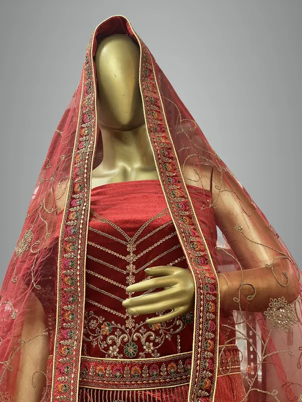 Red_&_Gold_Velvet_Bridal_Lehenga_Choli_Set_With_Embroidery