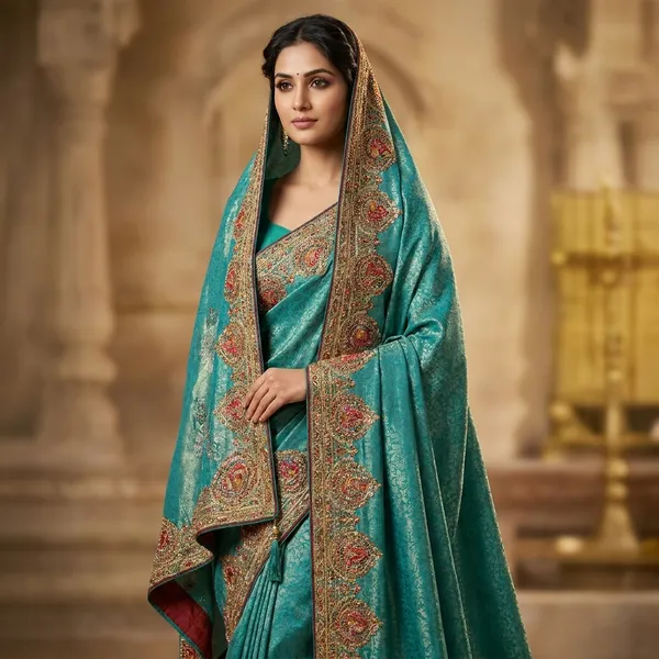 Turquoise_Kanjivaram_Silk_Saree_With_Zari_Work