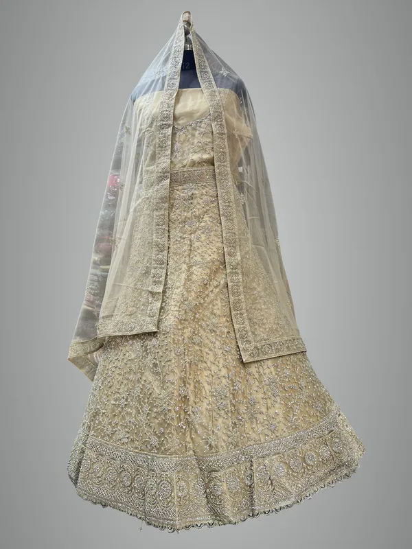 Gold_Net_Bridal_Lehenga_Choli_Set_With_Embroidery_And_Dupatta