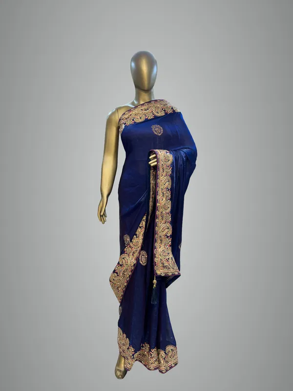 Royal_Blue_Fendi_Saree_With_Golden_Embroidered_Border