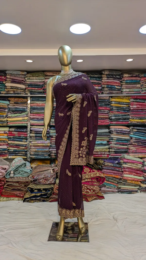 Purple_Georgette_Saree_With_Golden_Beadwork_And_Sequins