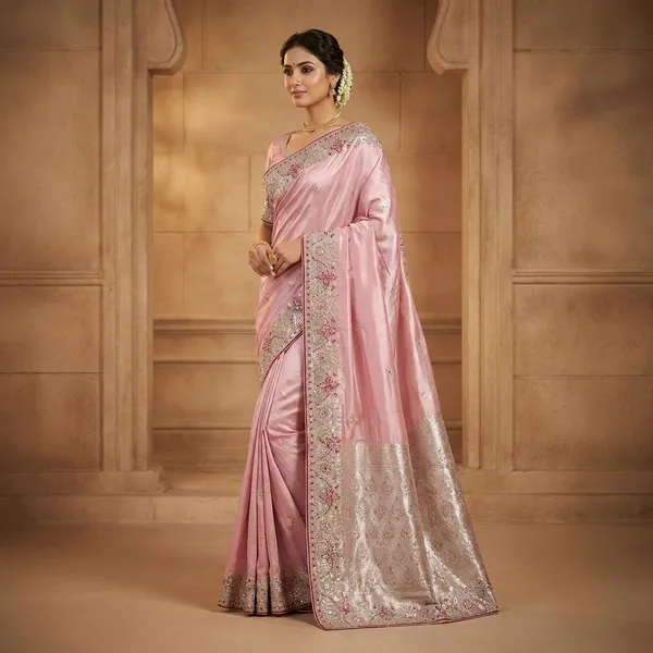 Embroidered_Gradient_Silk_Saree_With_Heavy_Border_Work_-_Pink_To_Wine_Ombre