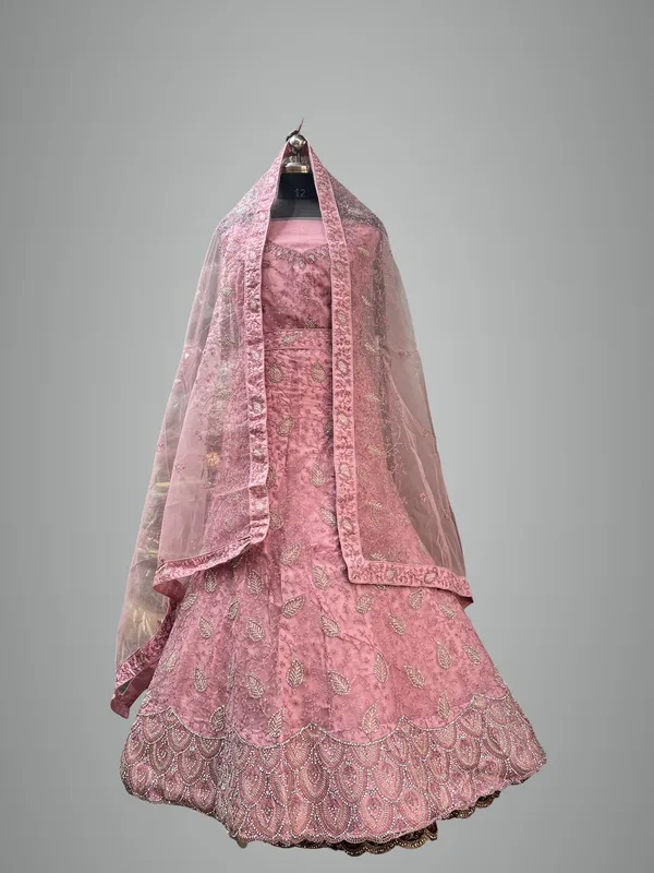 Pink_Net_Lehenga_Choli_Set_With_Embroidery_And_Dupatta
