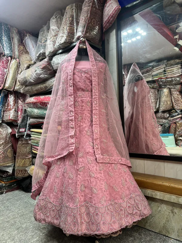 Pink_Net_Lehenga_Choli_Set_With_Embroidery_And_Dupatta