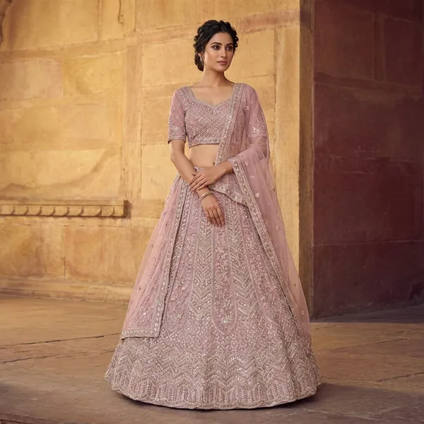Dusty_Pink_&_Gold_Net_Bridal_Lehenga_Choli_Set_With_Embroidery