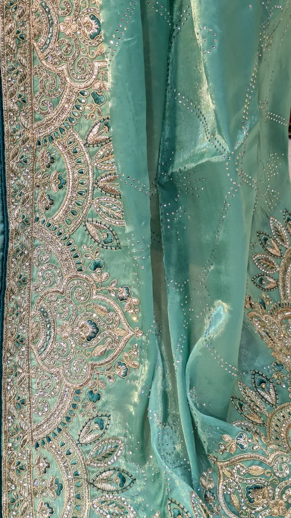Turquoise_Fendi_Saree_With_Silver_Zari_Border
