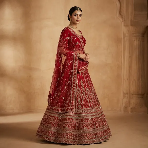 Red_Silk_Bridal_Lehenga_Choli_Set_With_Heavy_Embroidery_And_Dupatta