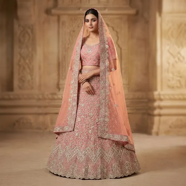 Pink_Net_Bridal_Lehenga_Choli_Set_With_Heavy_Embellished_Work_And_Dupatta