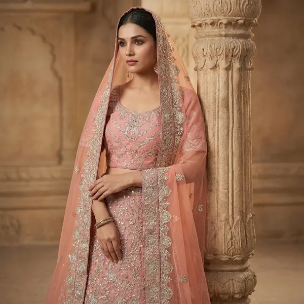 Pink_Net_Bridal_Lehenga_Choli_Set_With_Heavy_Embellished_Work_And_Dupatta
