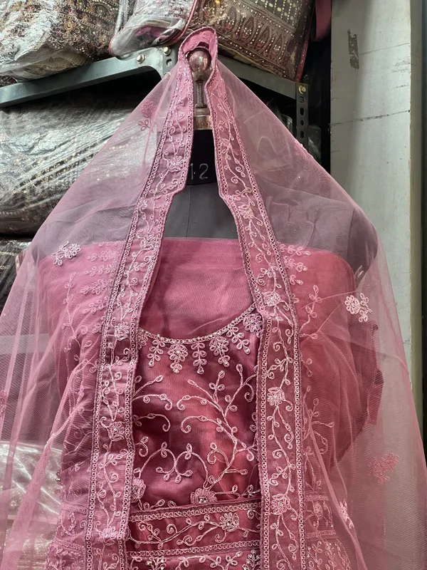 Pink_Net_Lehenga_Choli_Set_With_Embroidery_And_Dupatta