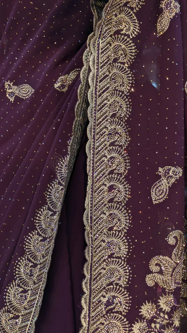 Purple_Georgette_Saree_With_Golden_Beadwork_And_Sequins