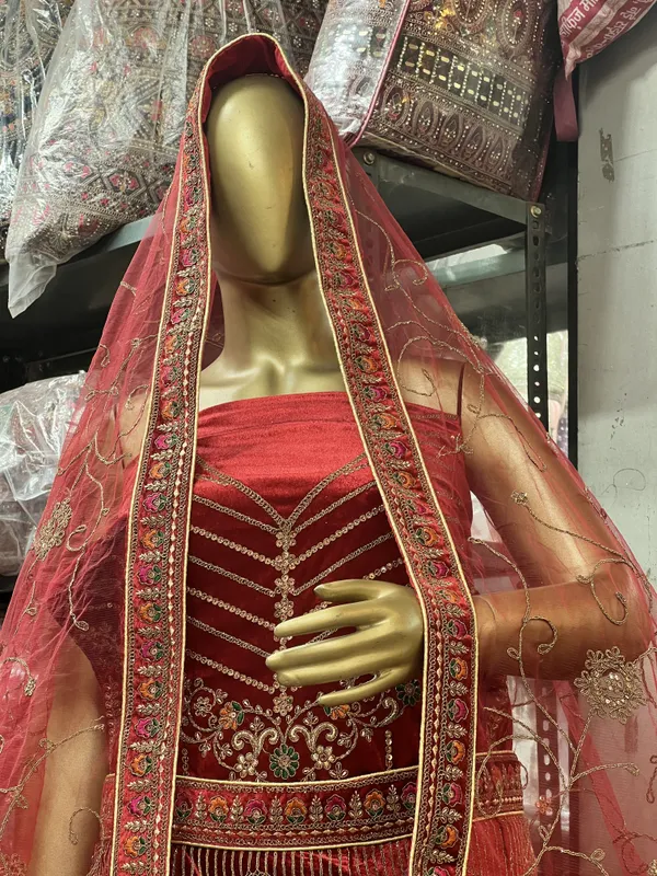 Red_&_Gold_Velvet_Bridal_Lehenga_Choli_Set_With_Embroidery