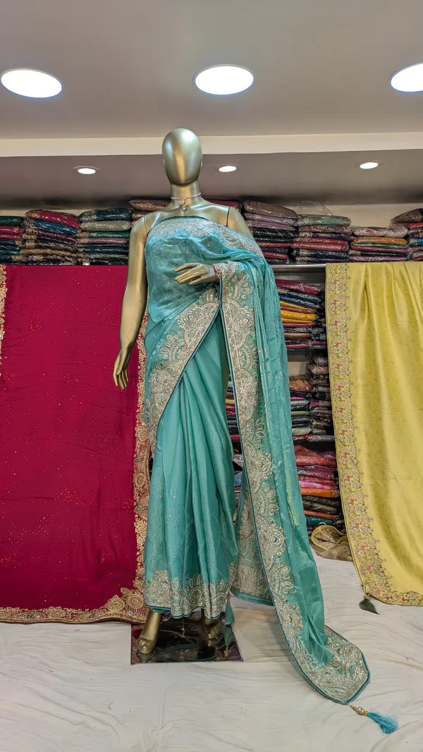 Turquoise_Fendi_Saree_With_Silver_Zari_Border