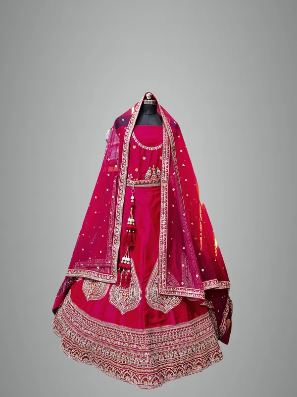 Red_Silk_Bridal_Lehenga_Choli_Set_With_Embroidery_And_Dupatta