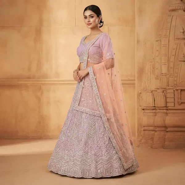 Lavender_Net_Lehenga_Choli_Set_With_Embellishments_And_Dupatta