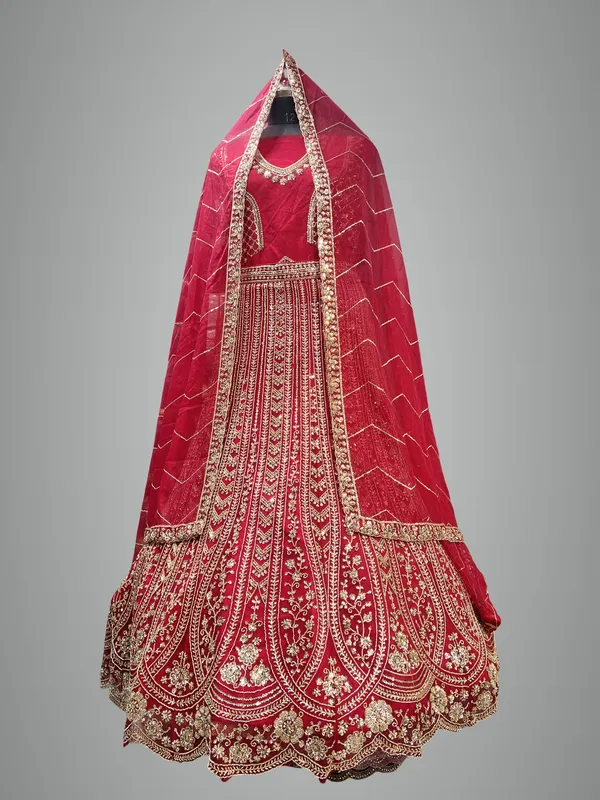 Red_Net_Bridal_Lehenga_Choli_Set_With_Heavy_Embroidery