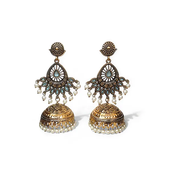 Antique_Gold-Plated_Blue_Stone_Jhumka_Earrings_for_Women_and_Girls