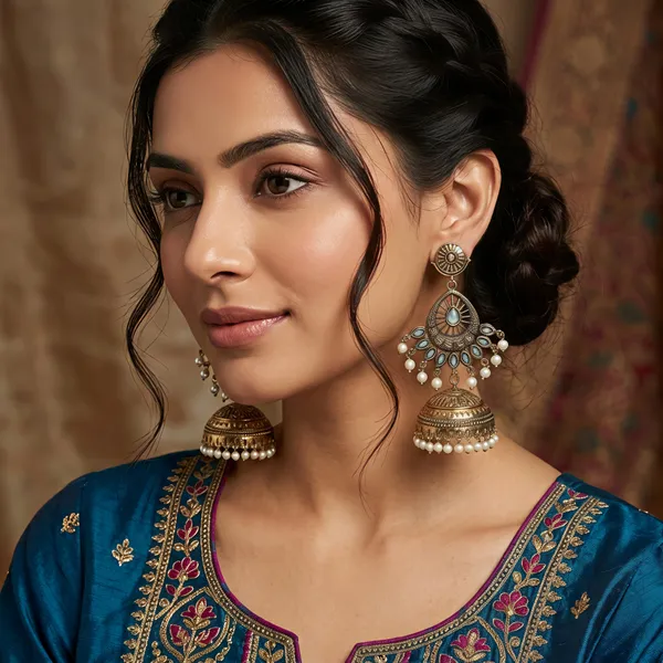 Antique_Gold-Plated_Blue_Stone_Jhumka_Earrings_for_Women_and_Girls