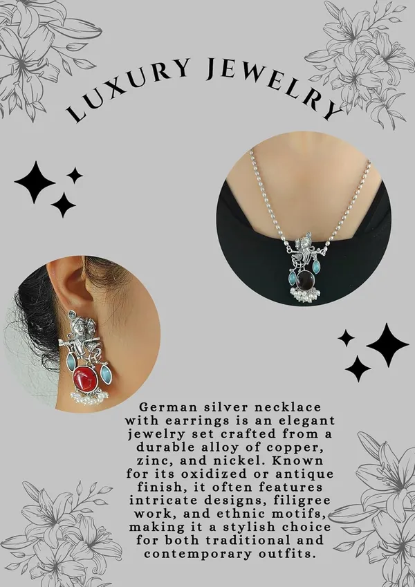 Maroon_German_Silver_Radha_Krishna_Necklace_And_Earrings_Set_For_Women
