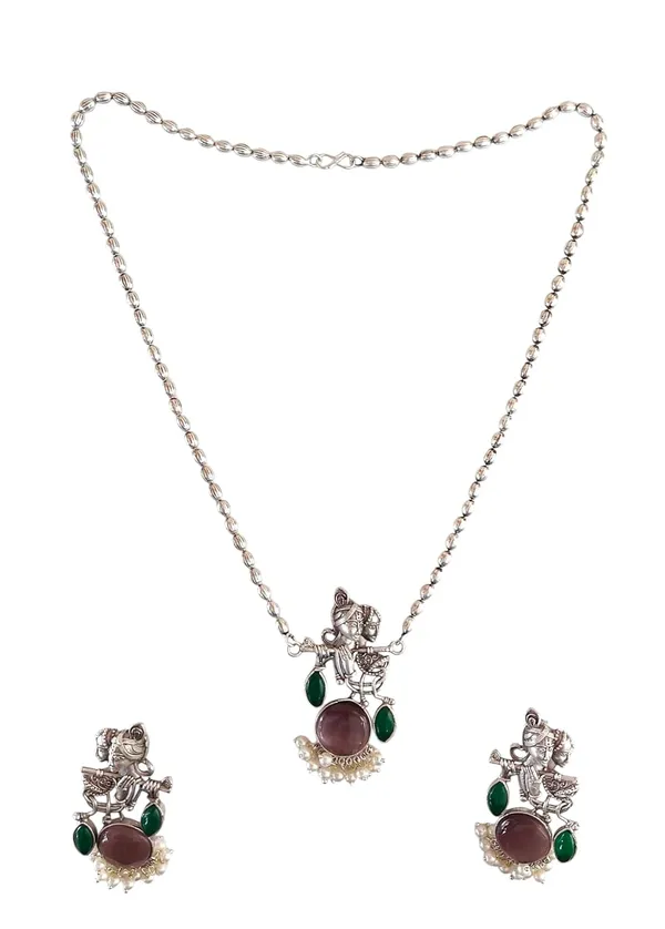 Purple_German_Silver_Radha_Krishna_Necklace_And_Earrings_Set_For_Women