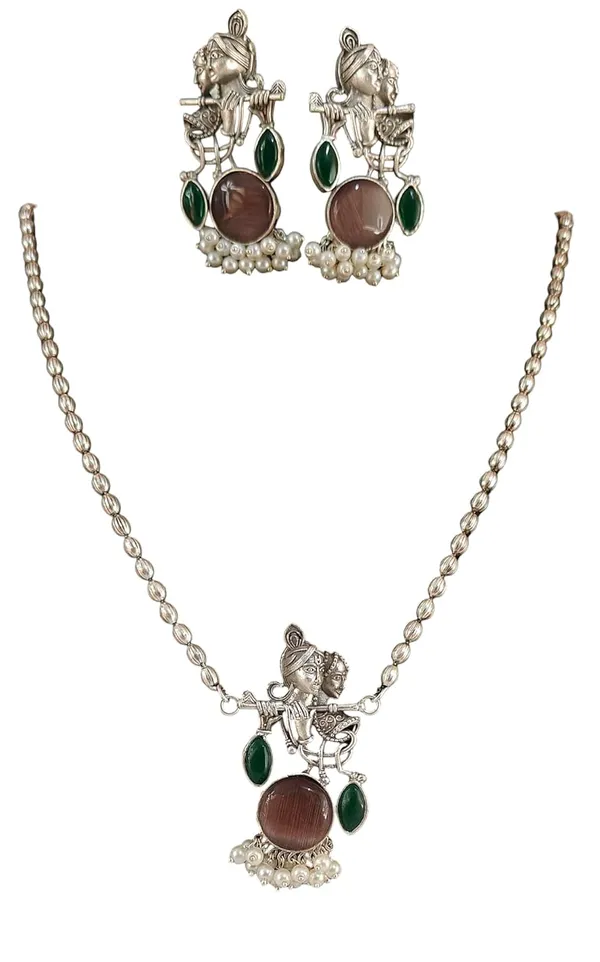 Purple_German_Silver_Radha_Krishna_Necklace_And_Earrings_Set_For_Women