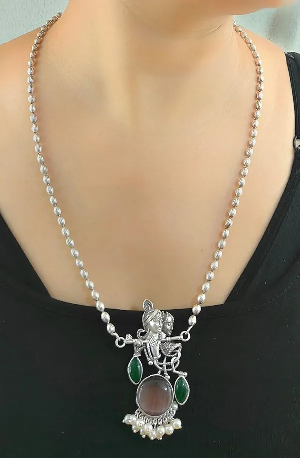 Purple_German_Silver_Radha_Krishna_Necklace_And_Earrings_Set_For_Women