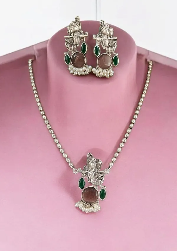 Purple_German_Silver_Radha_Krishna_Necklace_And_Earrings_Set_For_Women