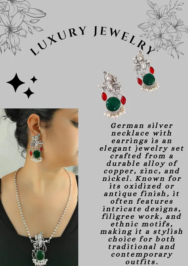 Red_German_Silver_Radha_Krishna_Necklace_And_Earrings_Set_For_Women