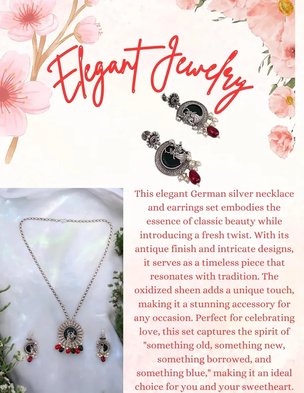 Red_German_Silver_Necklace_Set_With_Radha_Krishna_Pendant_And_Earrings_For_Women