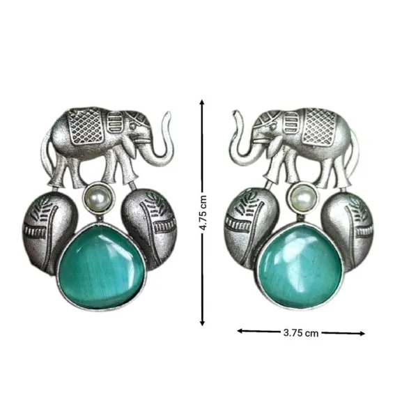 Mint_Green_German_Silver_Elephant_Stud_Earrings_For_Women