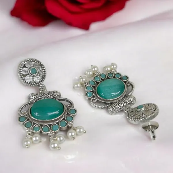 Mint_Green_German_Silver_Stone_Stud_Earrings_For_Women