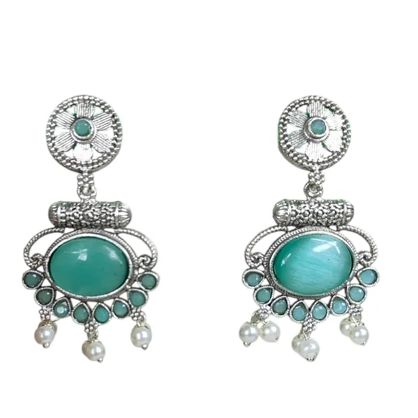 Mint_Green_German_Silver_Stone_Stud_Earrings_For_Women