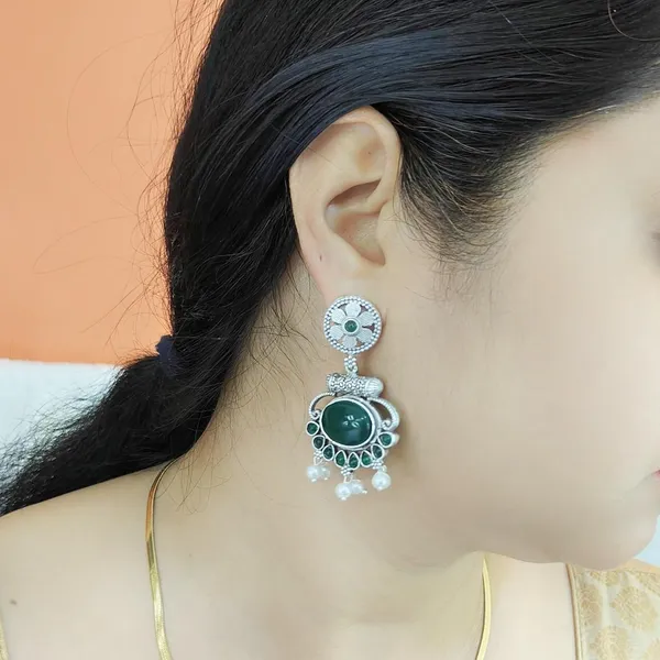 Mint_Green_German_Silver_Stone_Stud_Earrings_For_Women