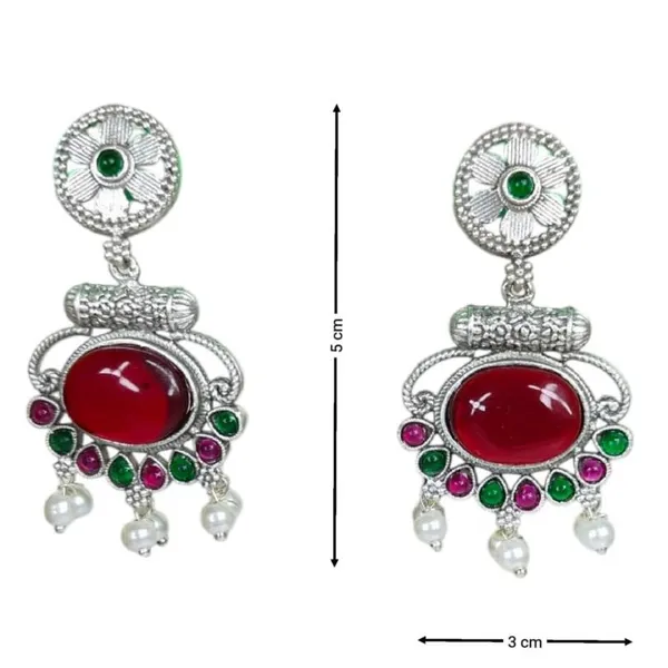 Wine_German_Silver_Stone_Stud_Earrings_For_Women