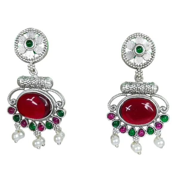 Wine_German_Silver_Stone_Stud_Earrings_For_Women