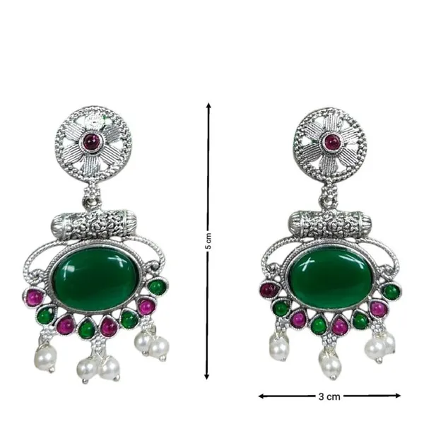 Dark_Green_German_Silver_Stone_Stud_Earrings_For_Women