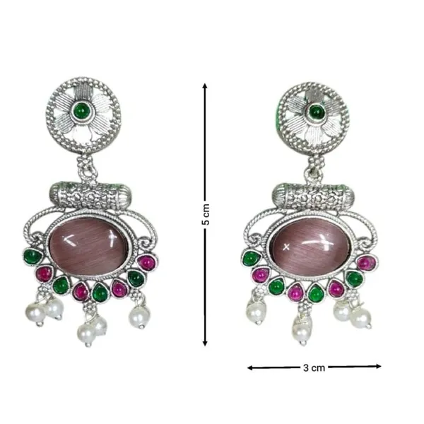Multicolour_German_Silver_Stone_Stud_Earrings_For_Women