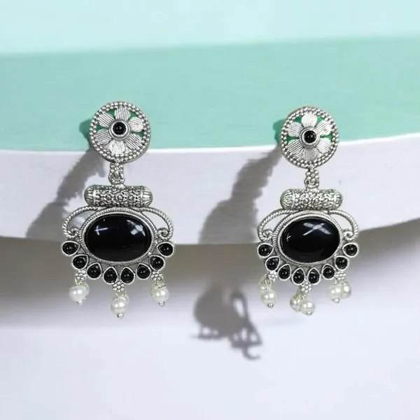 Black_German_Silver_Stone_Stud_Earrings_For_Women