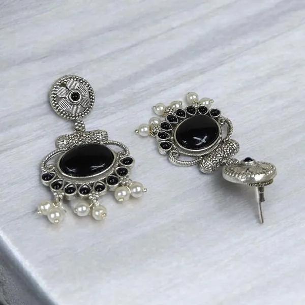 Black_German_Silver_Stone_Stud_Earrings_For_Women