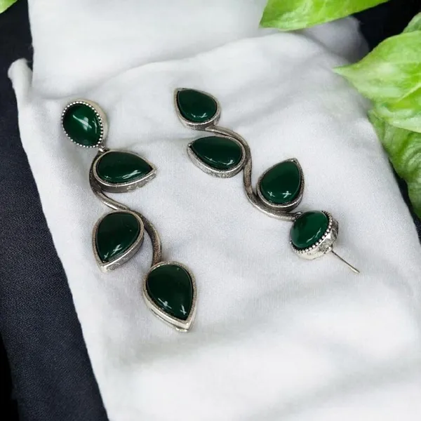 Green_German_Silver_Stone_Drop_Earrings_For_Women