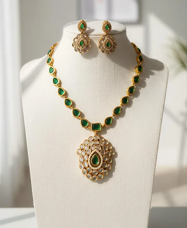Emerald_Green_Gold_Plated_Crystal_Pendant_Necklace_Set_For_Women