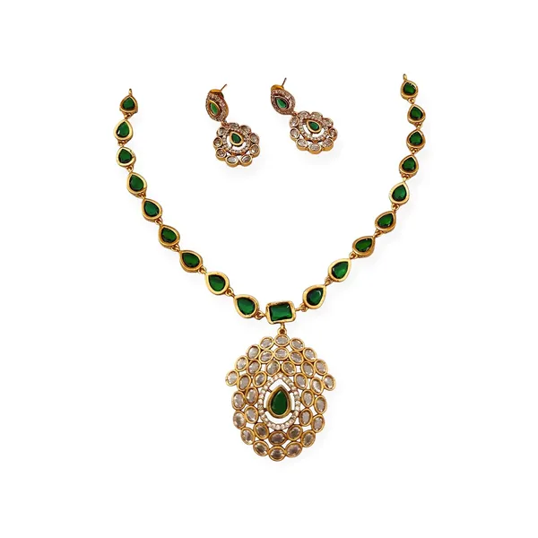 Emerald_Green_Gold_Plated_Crystal_Pendant_Necklace_Set_For_Women