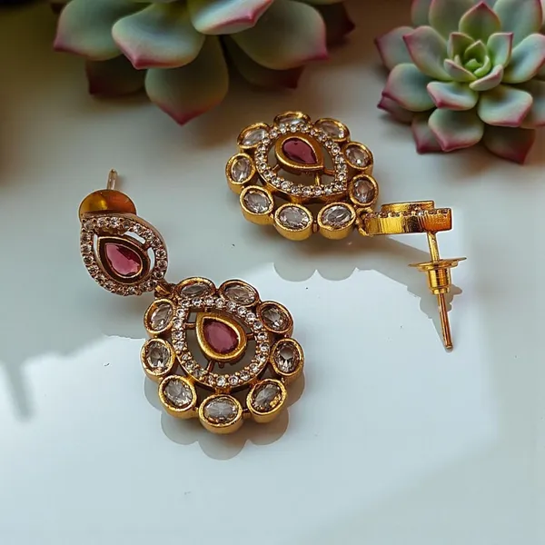 Ruby_Red_Gold_Plated_Crystal_Pendant_Necklace_Set_For_Women