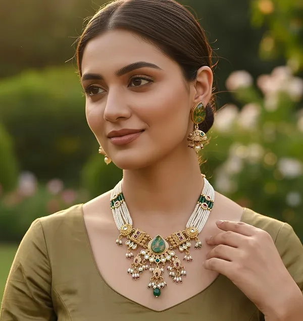 Green_Pearl_Choker_Necklace_Set_With_Jhumka_Earrings_For_Women