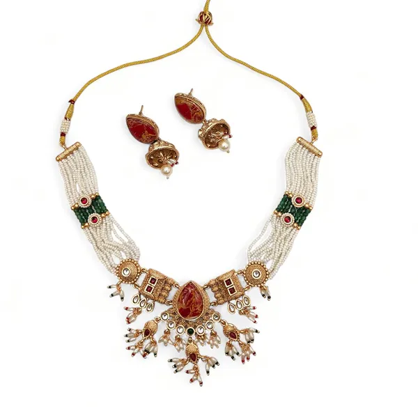 Maroon_Gold_Plated_Pearl_Choker_Necklace_Set_With_Jhumka_Earrings_For_Women