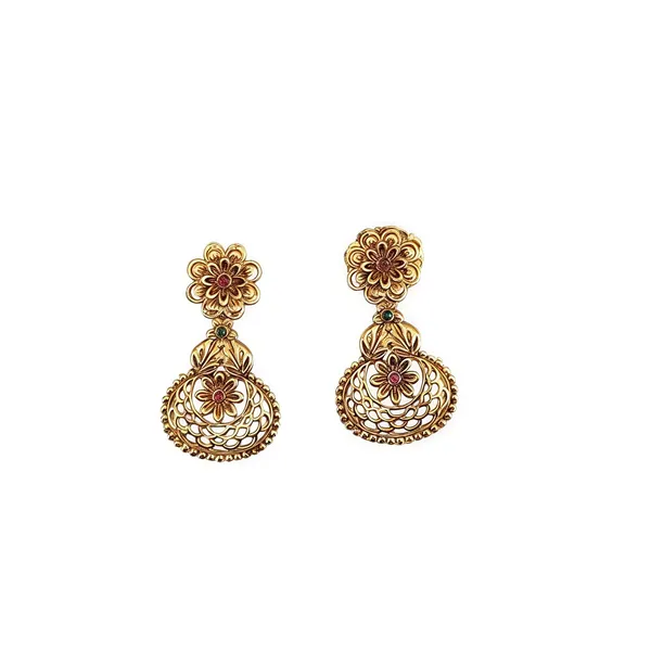 Golden_Floral_Choker_Necklace_Set_With_Earrings_For_Women