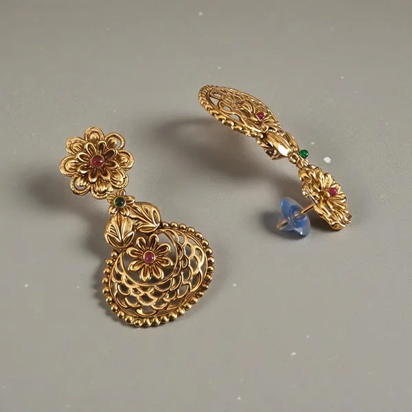 Golden_Floral_Choker_Necklace_Set_With_Earrings_For_Women