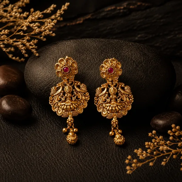 LJF_Traditional_South_Indian_Temple_Jewelry_Necklace_Set_for_Women_|_Antique_Gold_Plated_Lakshmi_Pendant_Necklace_with_Earrings