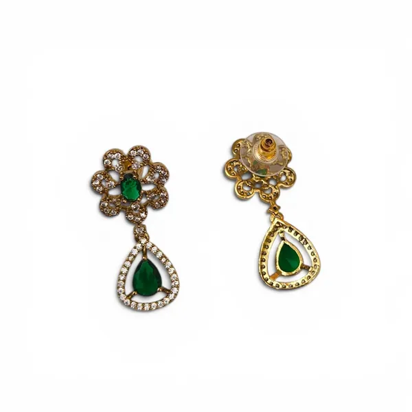 LJF_Emerald_Green_CZ_stone_American_Diamonds_Necklace_Set_for_Women_and_Girls|_Gold_Plated_Floral_Pendant_Necklace_with_Matching_Earrings