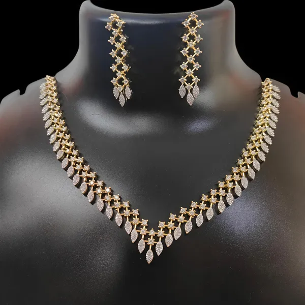 LJF_Gold_Plated_American_Diamonds_Necklace_Set_for_Women_|_CZ_Stone_Choker_Necklace_with_Matching_Earrings